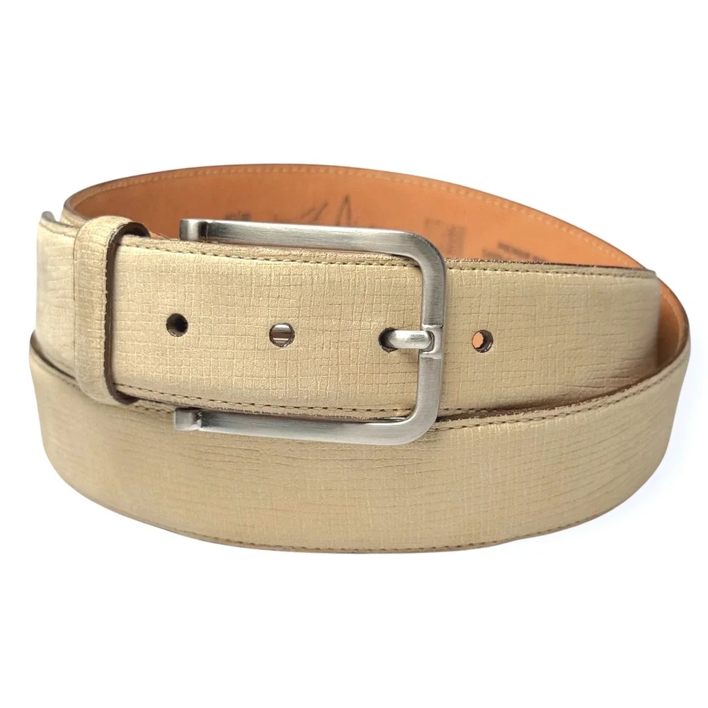 Martin Dingman Belt Nubuck Leather Cream Suede Mens Sz 38 Sand USA Made $128